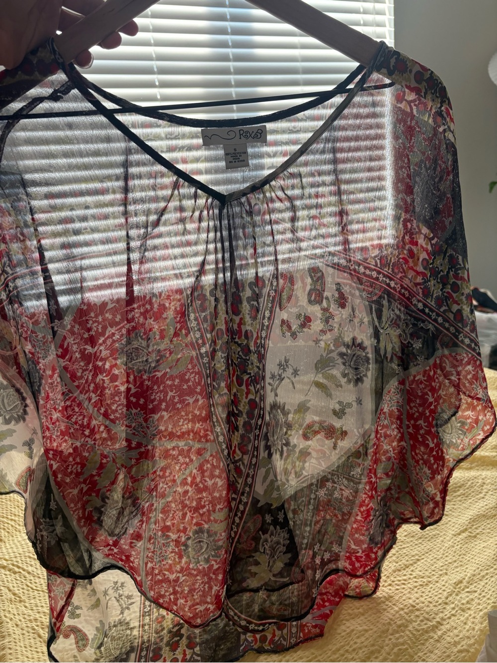Roxy Red Multi Floral Sheer Blouse